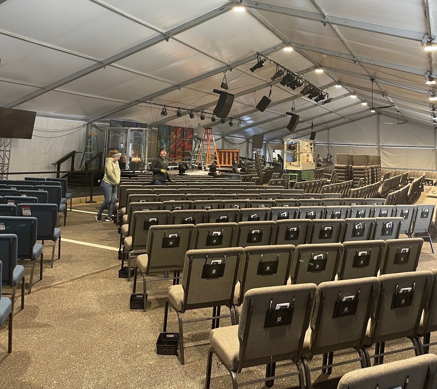 church outreach event tent rental with stage